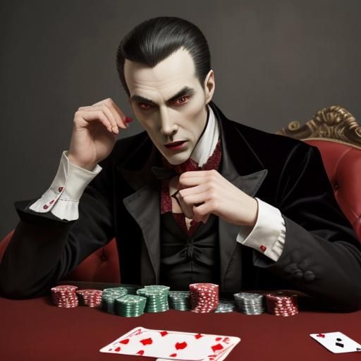 Count Dracula Playing Poker