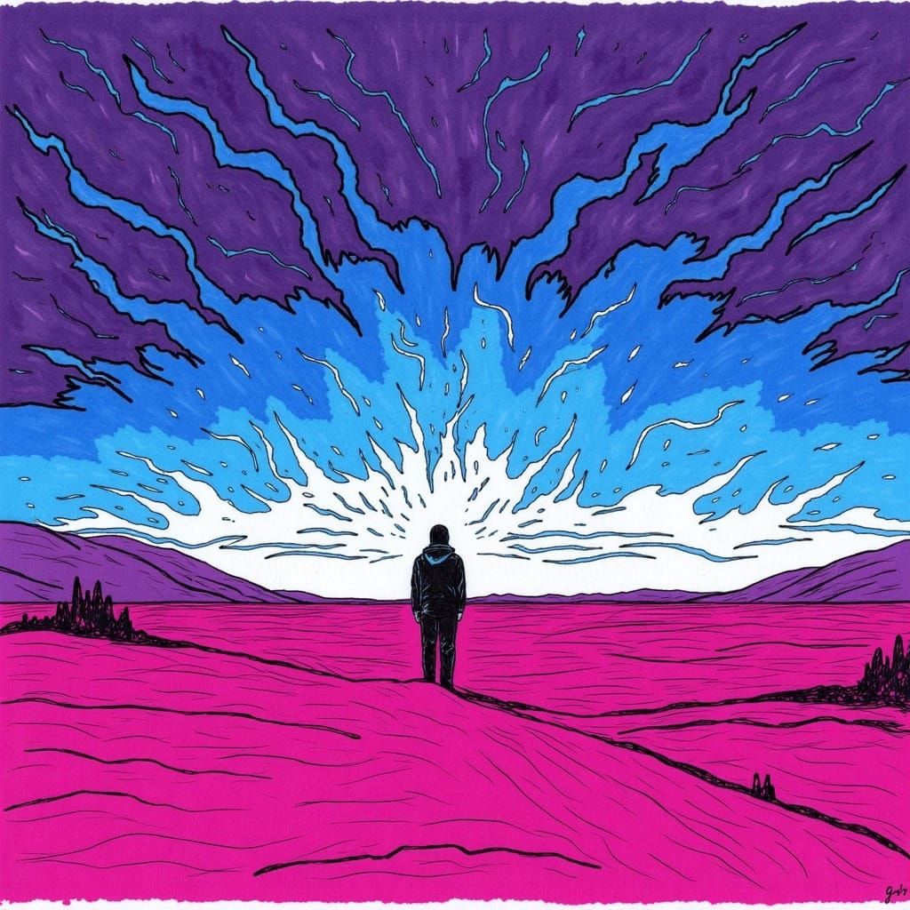 Minimalist Galaxy Storm in Ultraviolet Wasteland