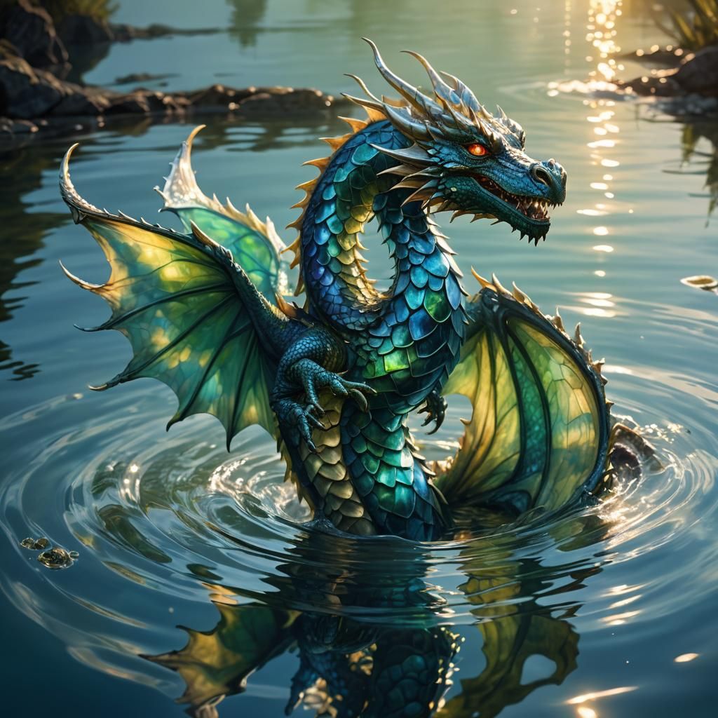Glass Dragon on Water: Fantasy Concept Art