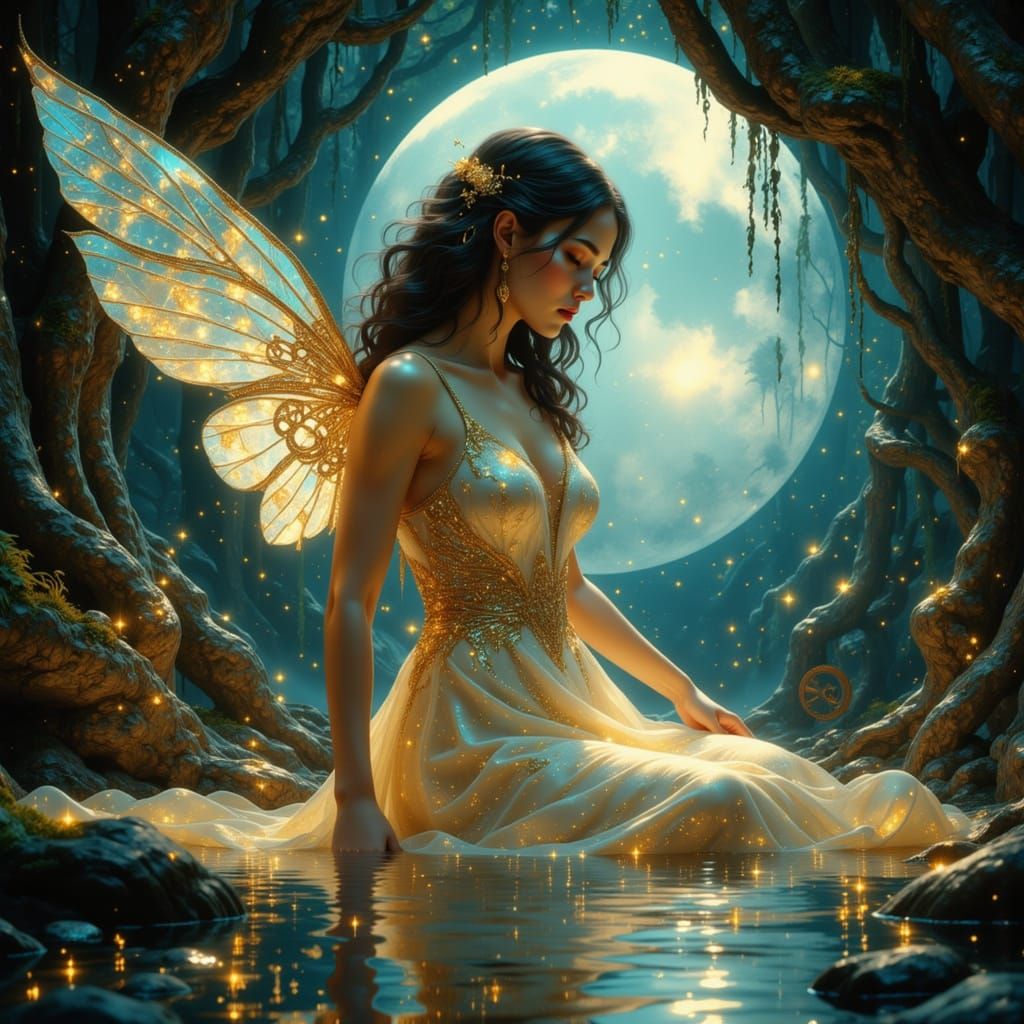 Clockwork Moon Maiden in Mystical Grotto