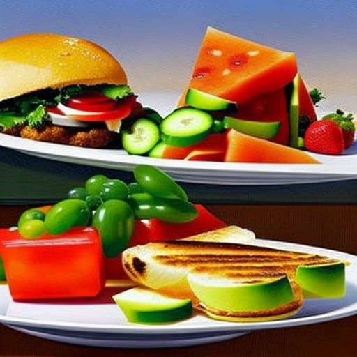 Colorful Food Still Life in Rembrandt Style