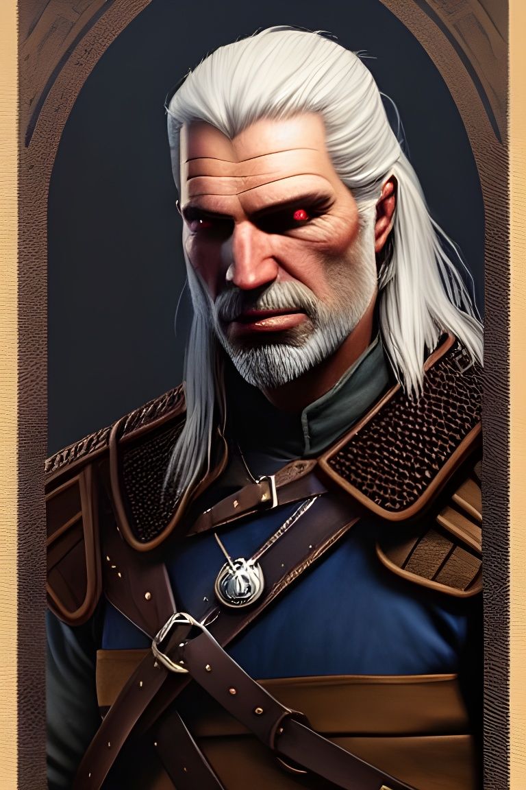 Geralt of Rivia Portrait in Watercolor Style