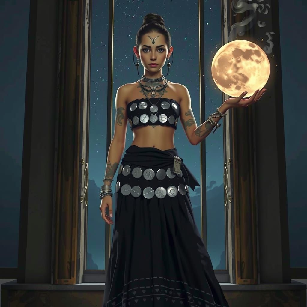 Moon Sorceress in Midnight Attire
