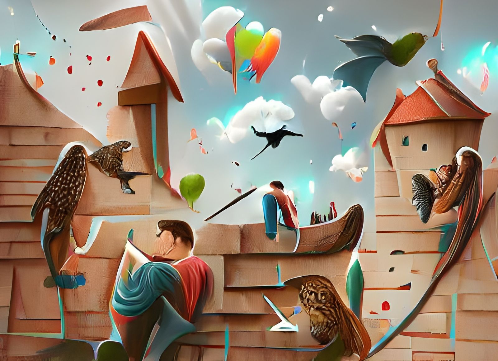 Detailed Illustration With Stars, Arrow, Knight, and Falcon