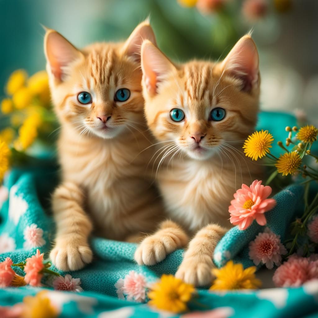 Yellow Tabby Kittens Bask in Divine Sunshine
