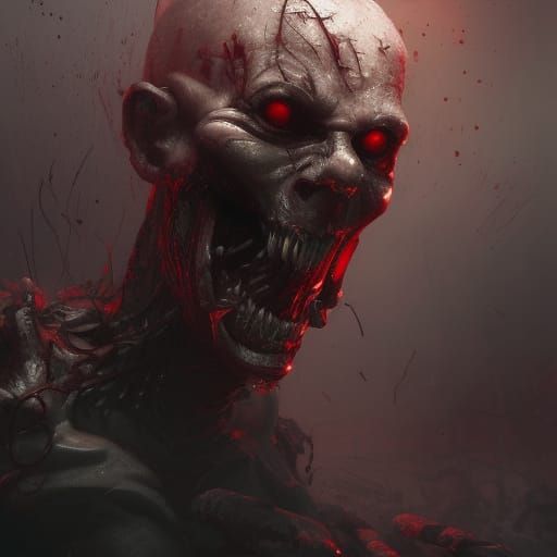 Battlefield Ghoul Eating Flesh in Dark Fantasy Style