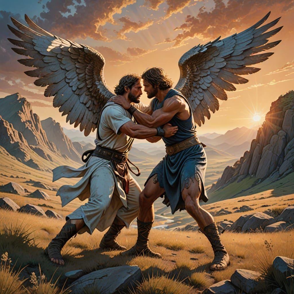 Jacob Wrestling Angel of God in Canaan