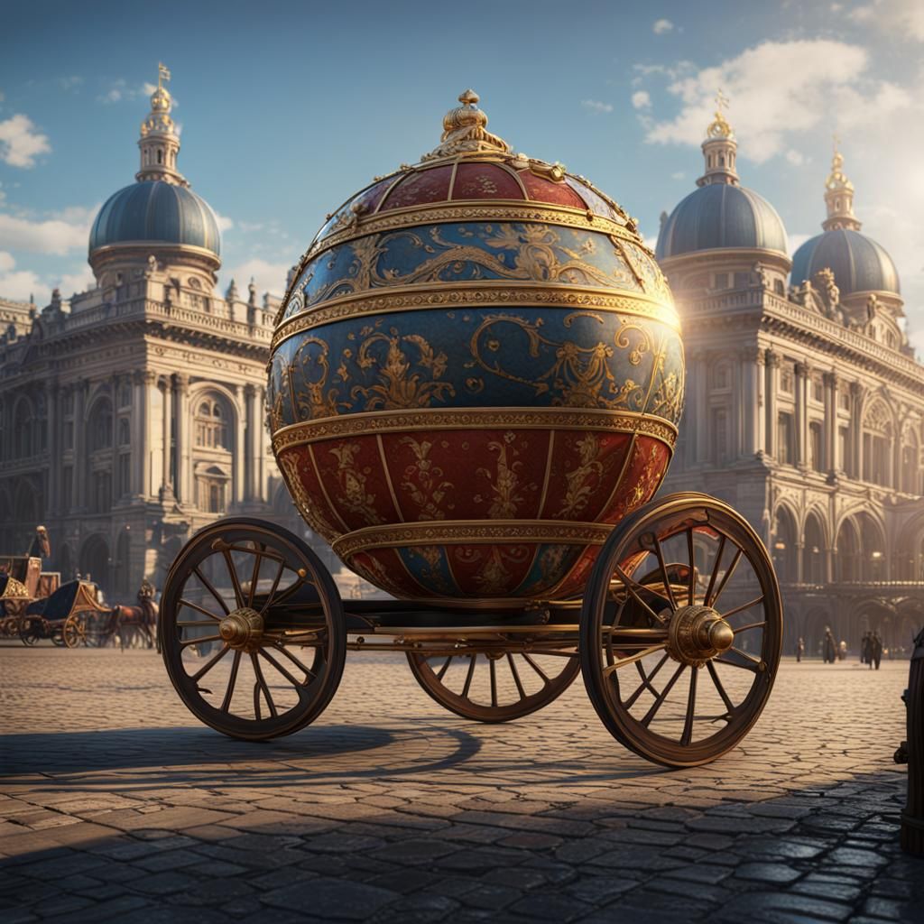 Faberge Egg and Carriage in Ancient Square