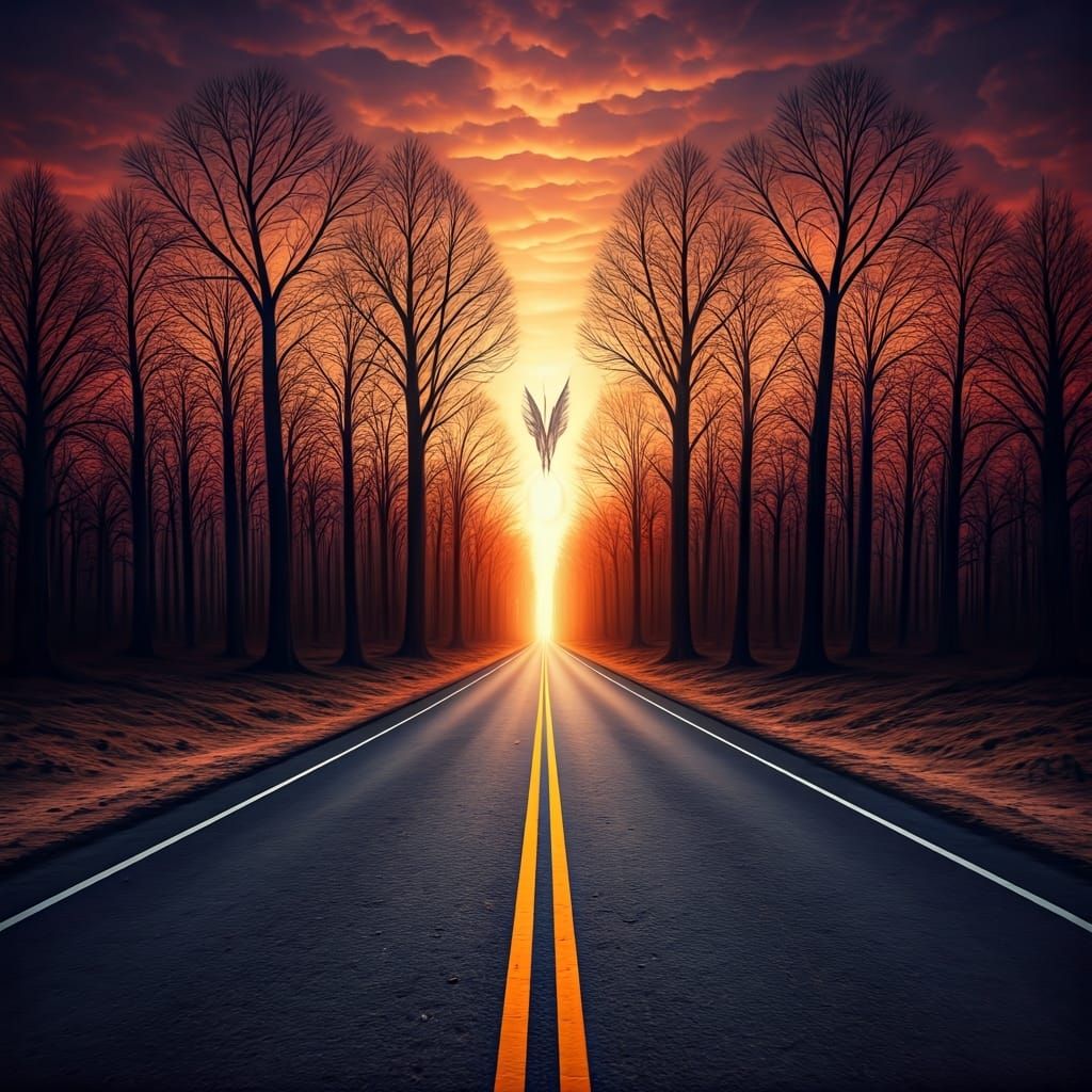 Three Paths at Twilight: A Surreal Crossroads