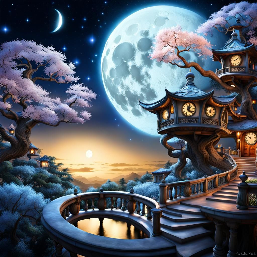 Luminescent Crystal Village with Glittering Tree