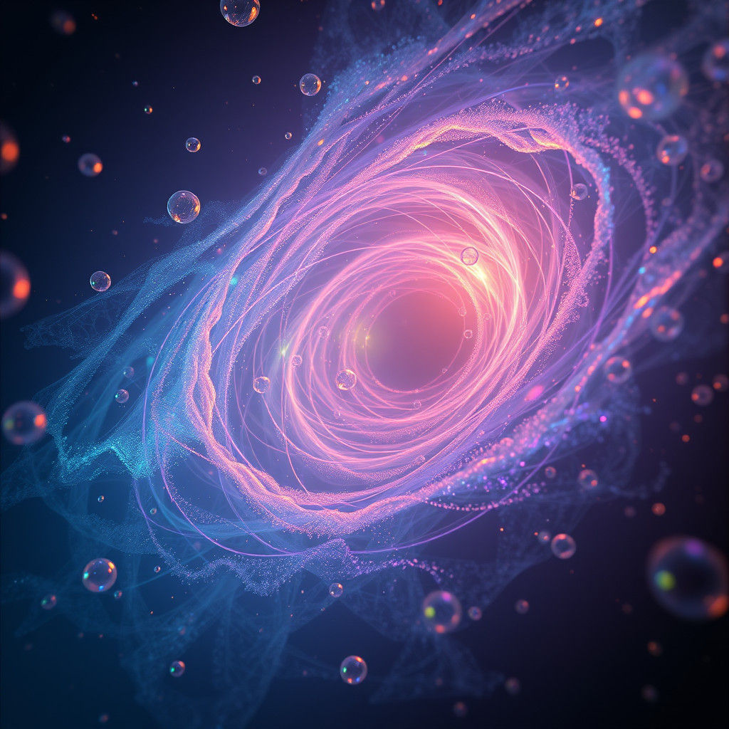 Iridescent Bubble Vortex in Surreal Photorealism