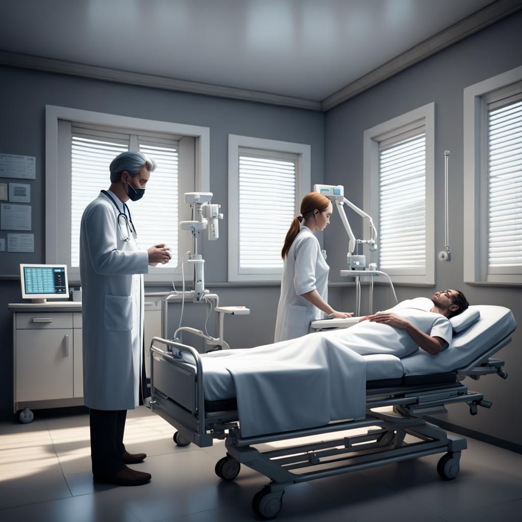 Realistic Doctor Treating Patient in Hospital