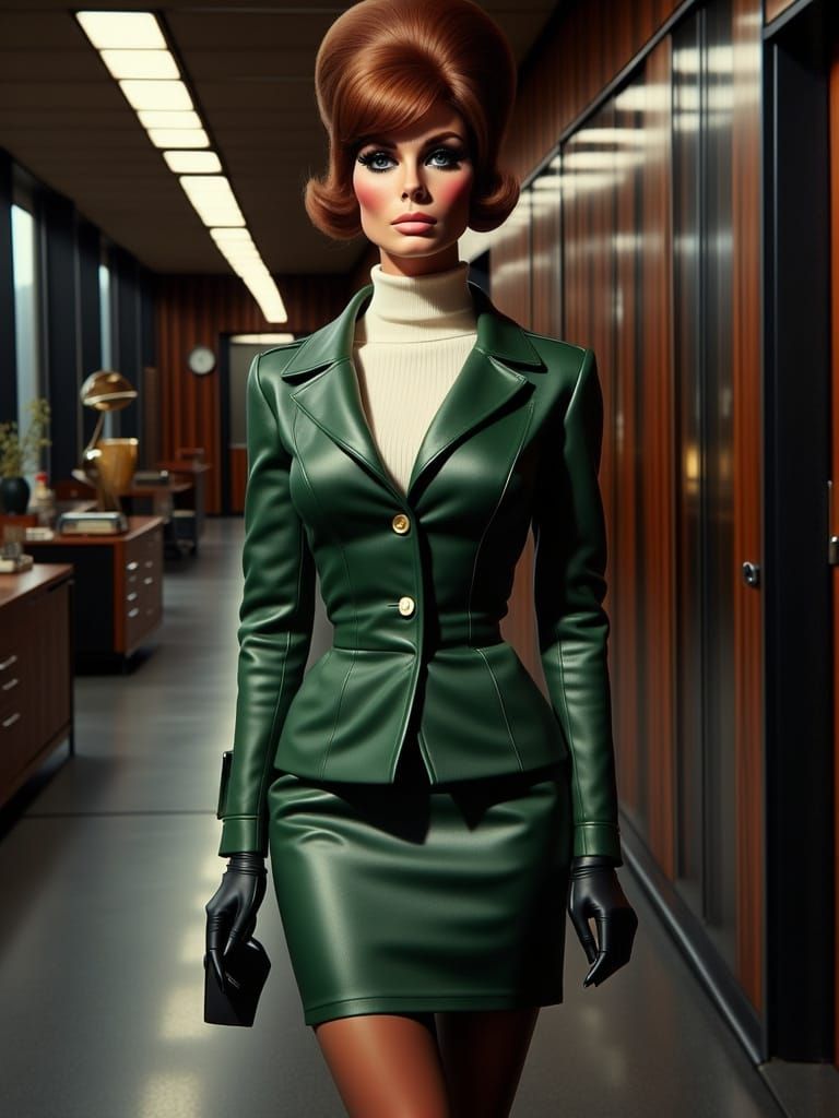 1960s Super Spy in Shiny Jacket and Boots