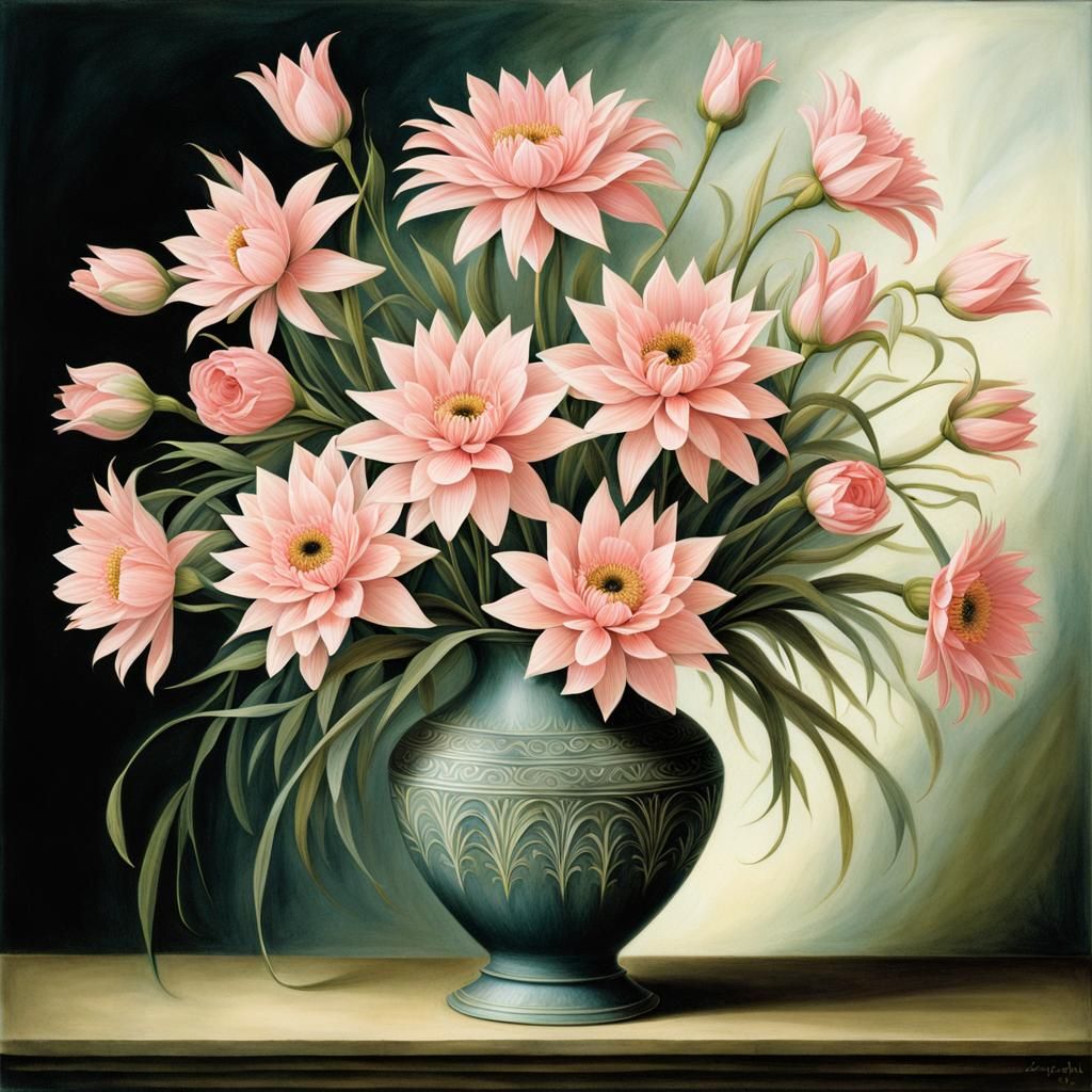 Detailed Pink Flower Bouquet Illustration