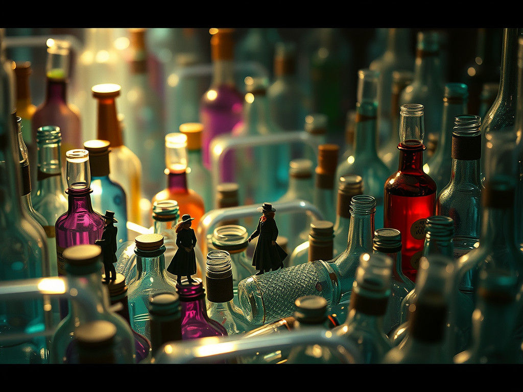 Miniature People in Glass Bottle World: Cinematic Film