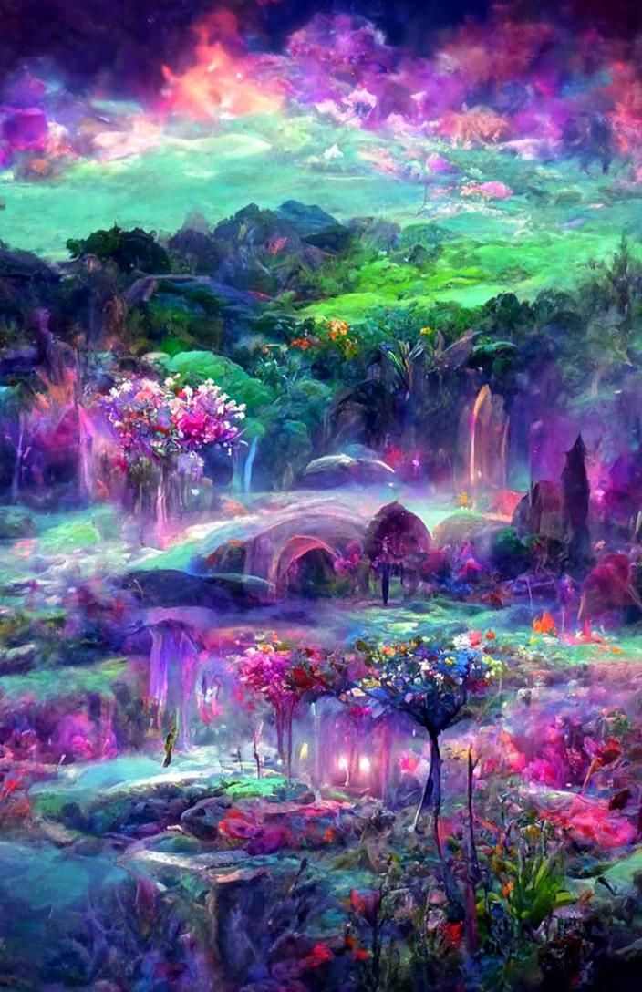 Lush Tropical Garden with Colorful Flowers in Hyperdetailed ...