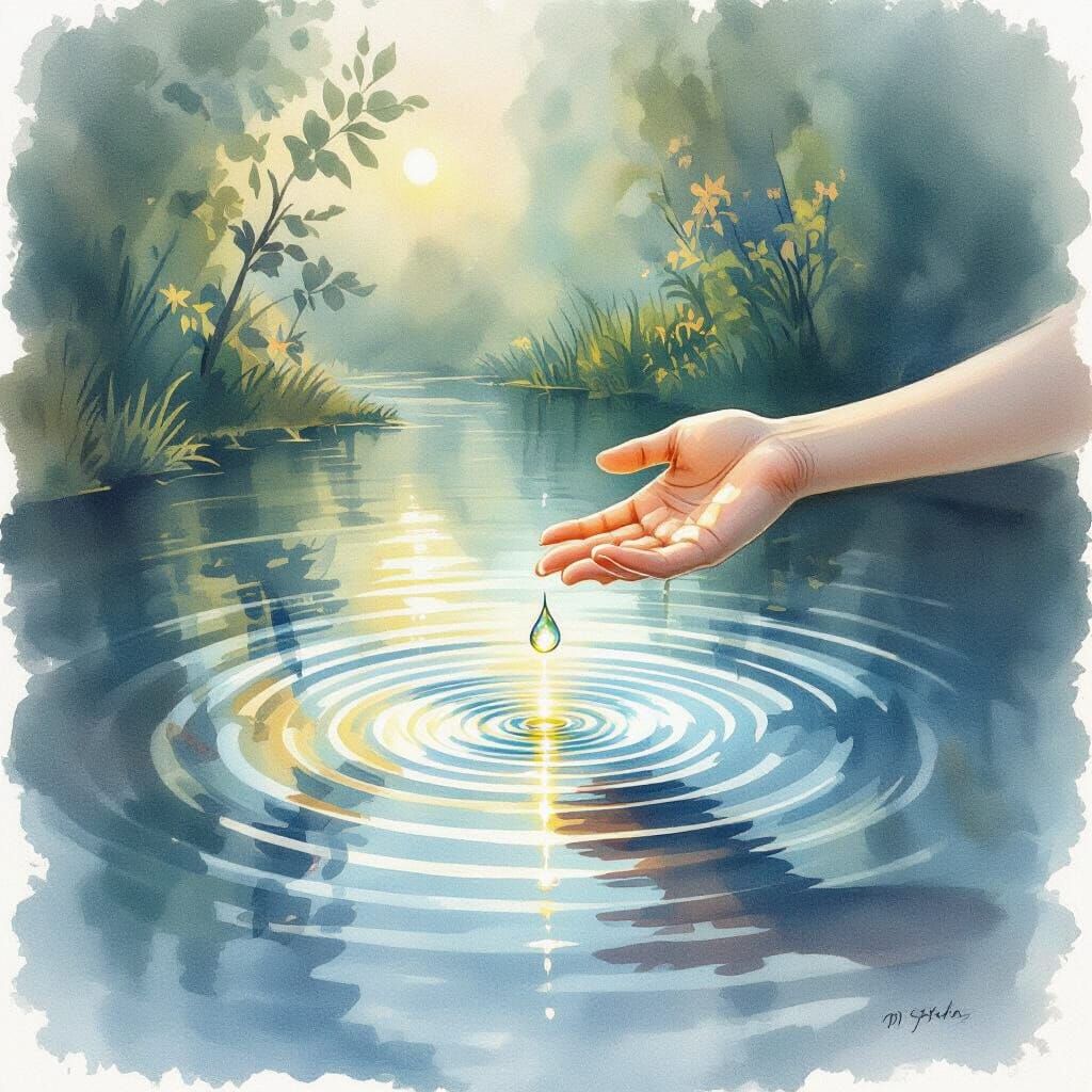 Glowing Light Drop Creates Ripples of Compassion