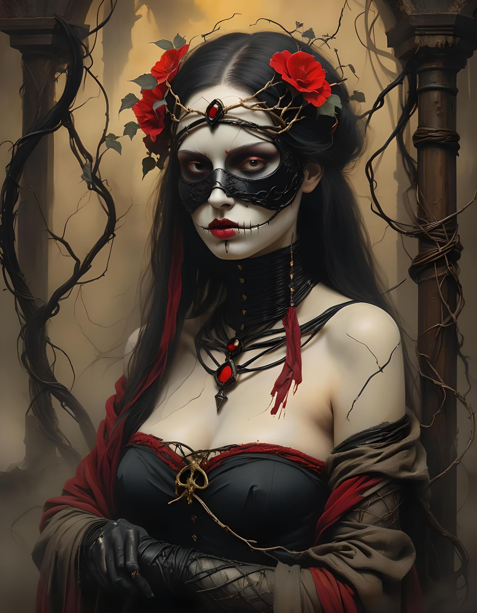 Gothic High Priestess Tarot Card