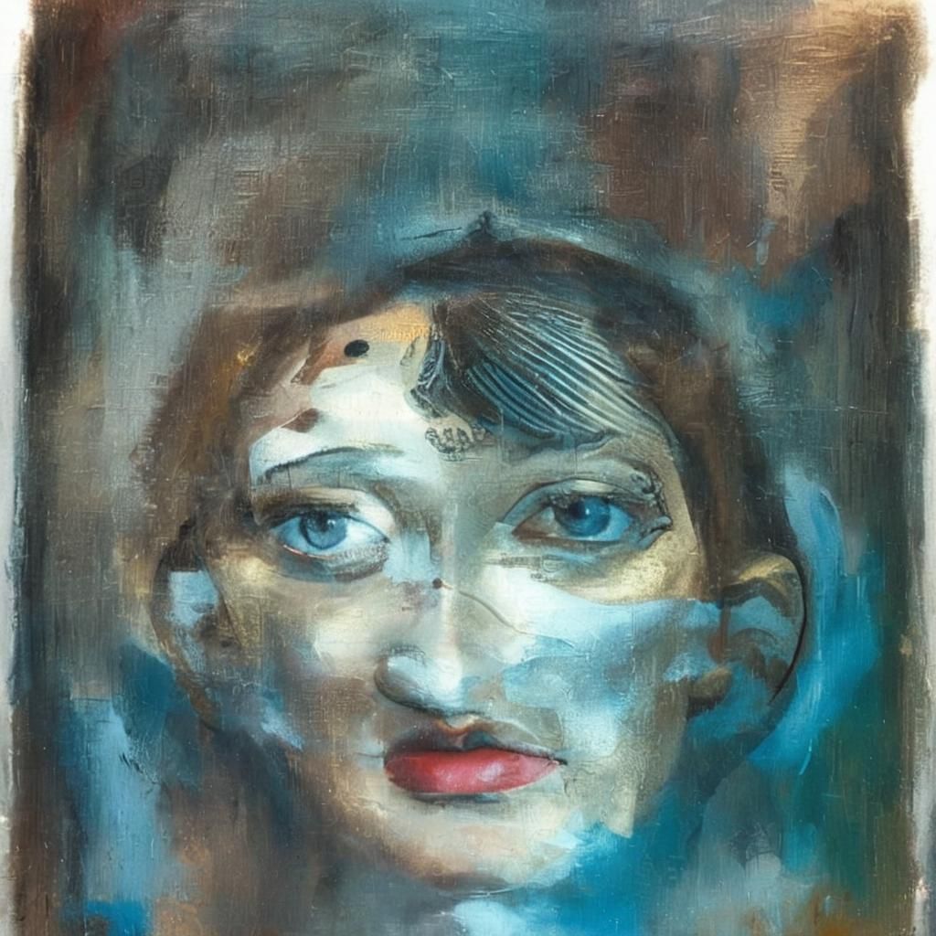 Surreal Distorted Portrait in Vibrant Oil Painting