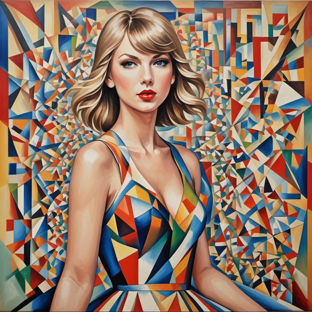 Taylor Swift in Abstract Cubist Style