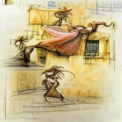 Woman Dancing in the Streets of Spain
