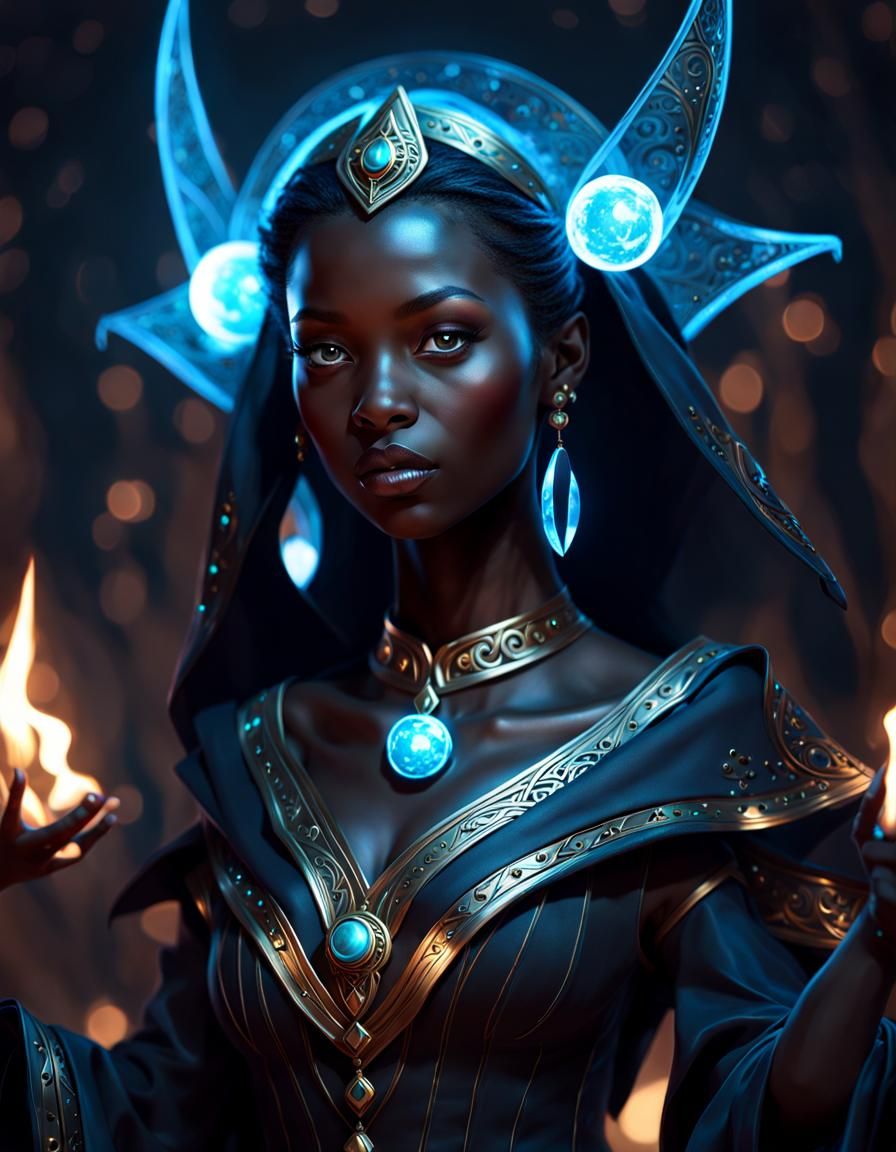 Glowing Witch Surrounded By Magic, Renaissance Occult Painti...