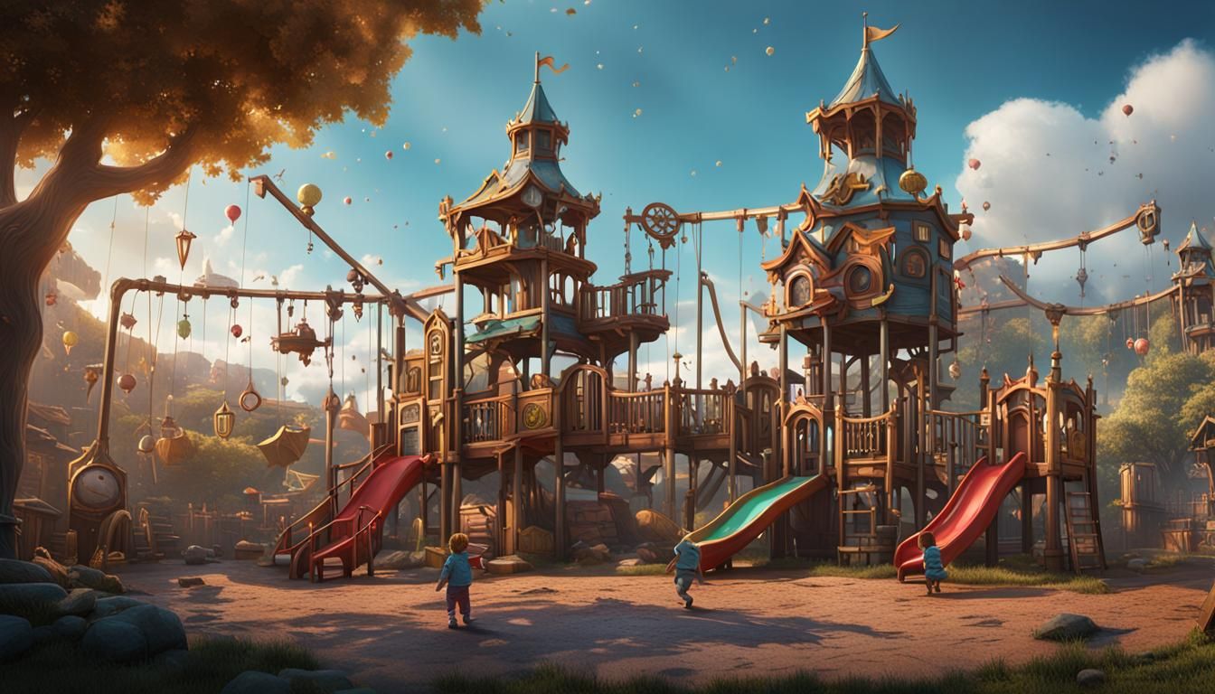Fantastical Children's Playground in Detailed Matte Painting