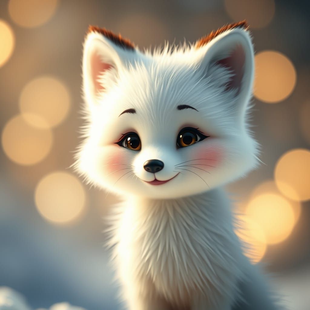 Whimsical Snow Fox in Dreamy Bokeh