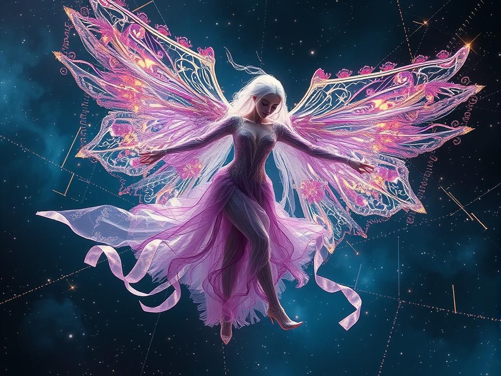 Fragile Automata Dancer with Holo-Fabric Wings