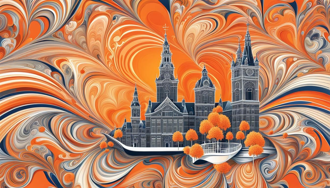Amsterdam King's Day: Orange Celebration in Fractal Vector A...