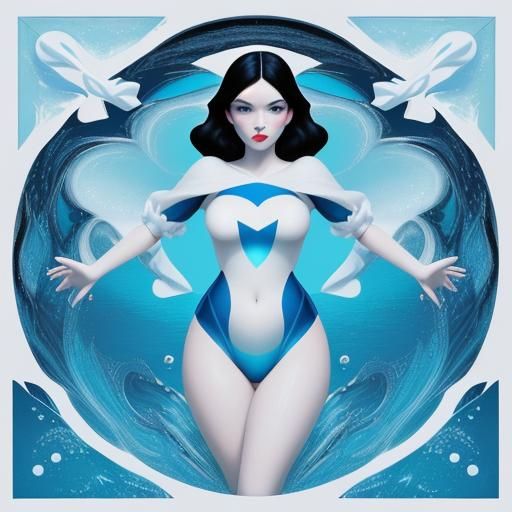 Snow White in Ocean: Pop Art Screen Print