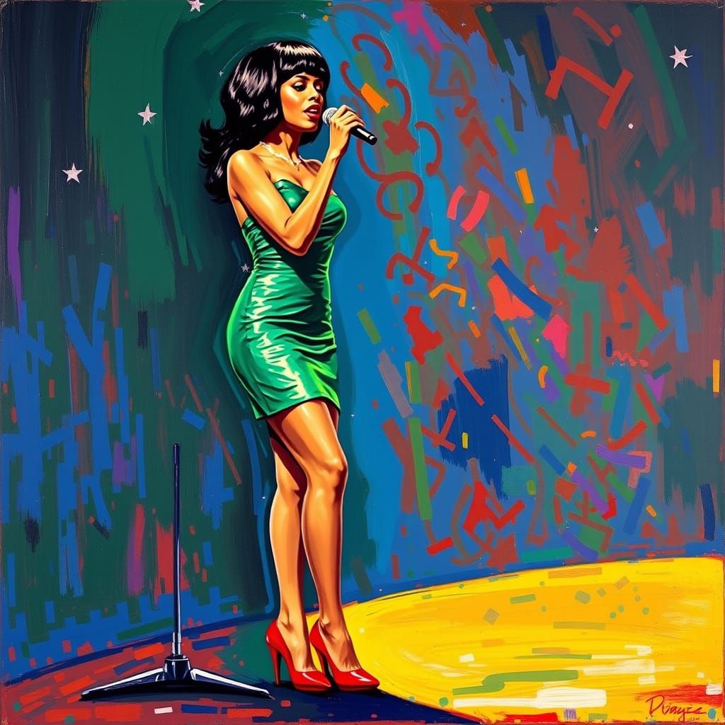 Diana Ross on Stage in Pop Art Style