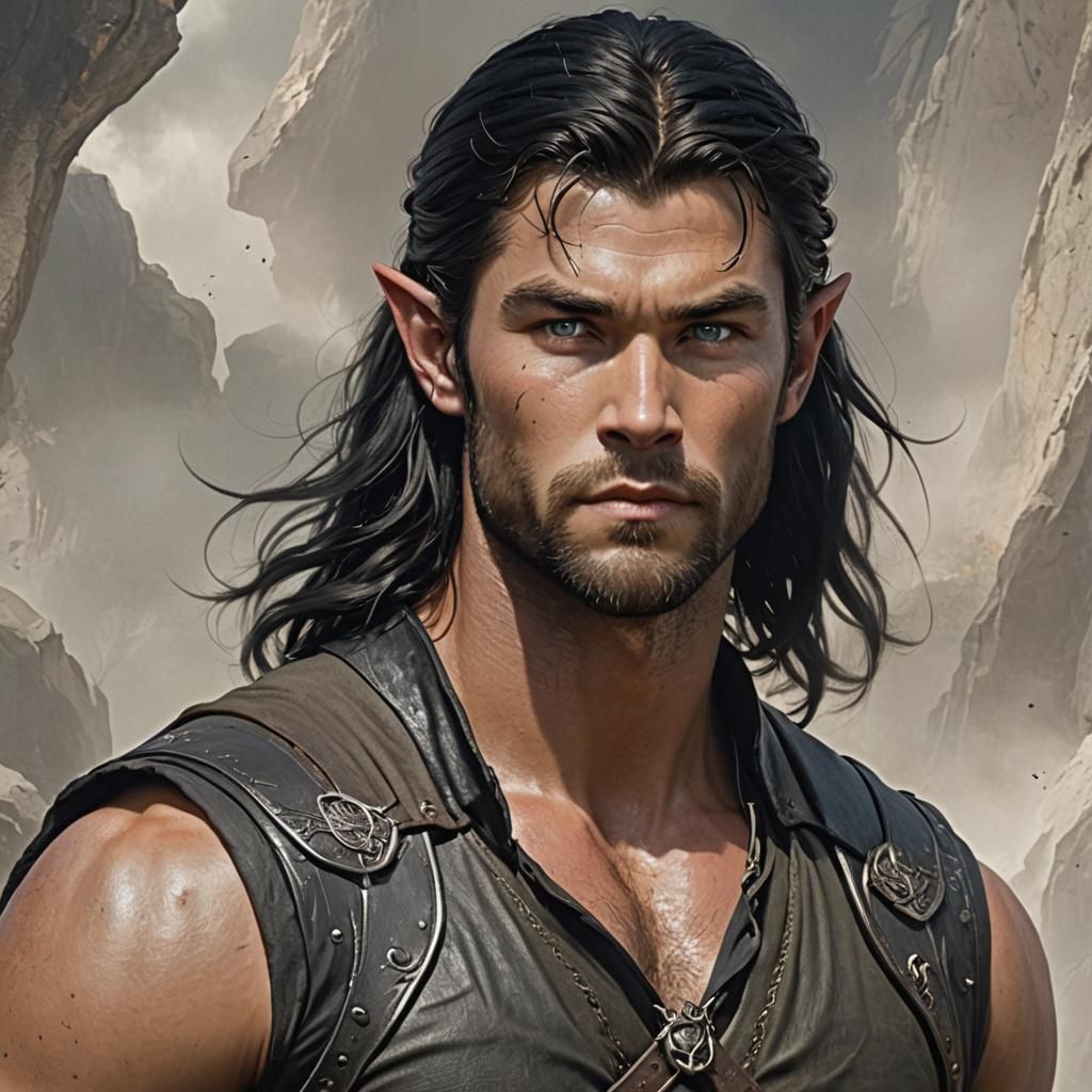 Powerful Elf Warrior with Piercing Gaze