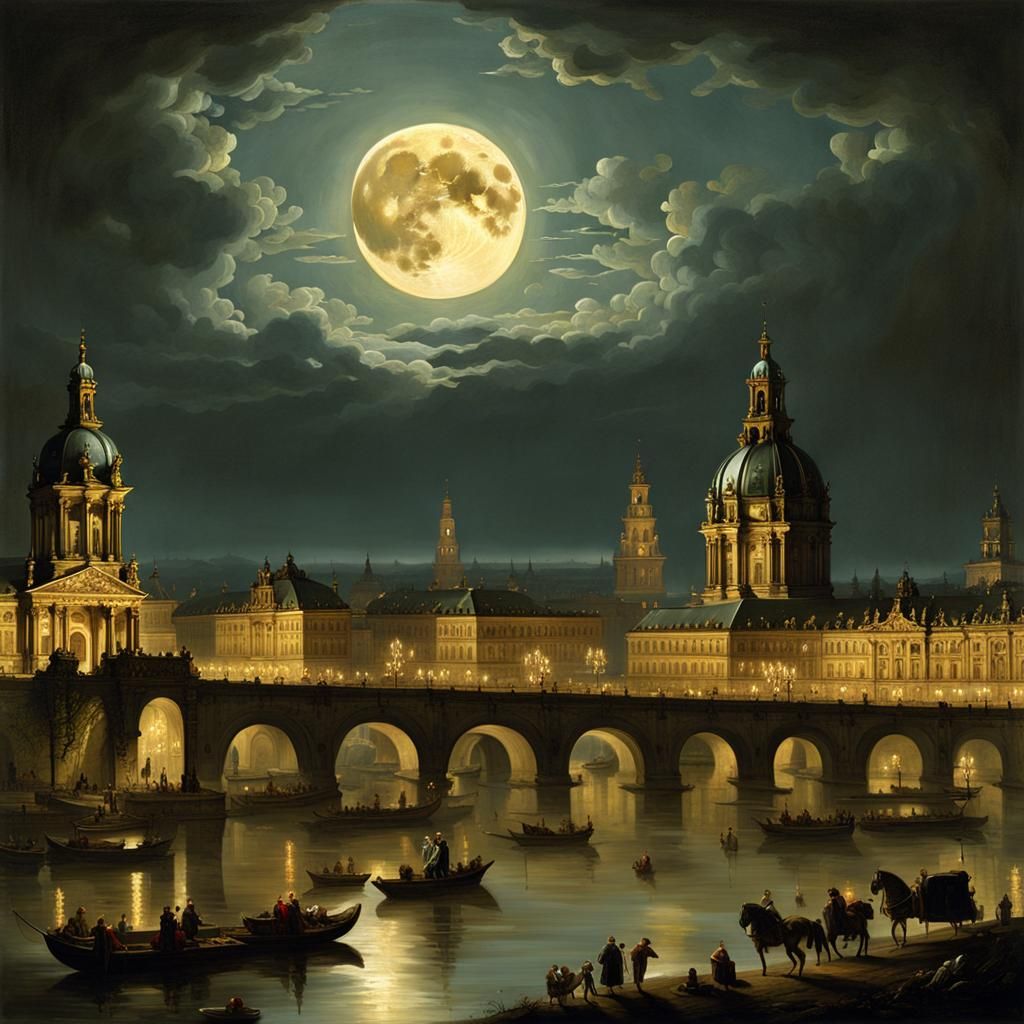 Dresden by Night, 1750, in Classicist Style