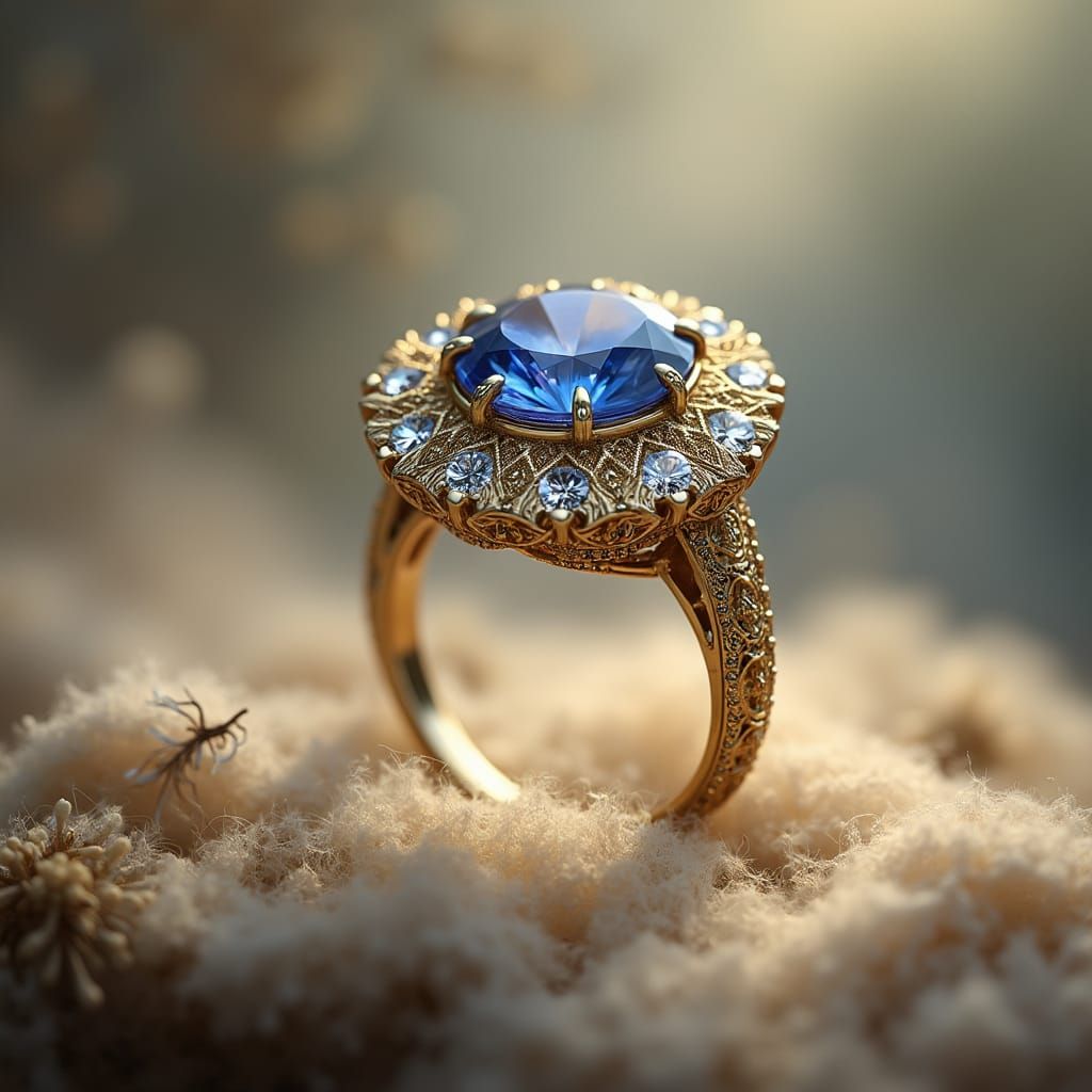 Elegant Sapphire Engagement Ring in Romantic Realism Style
