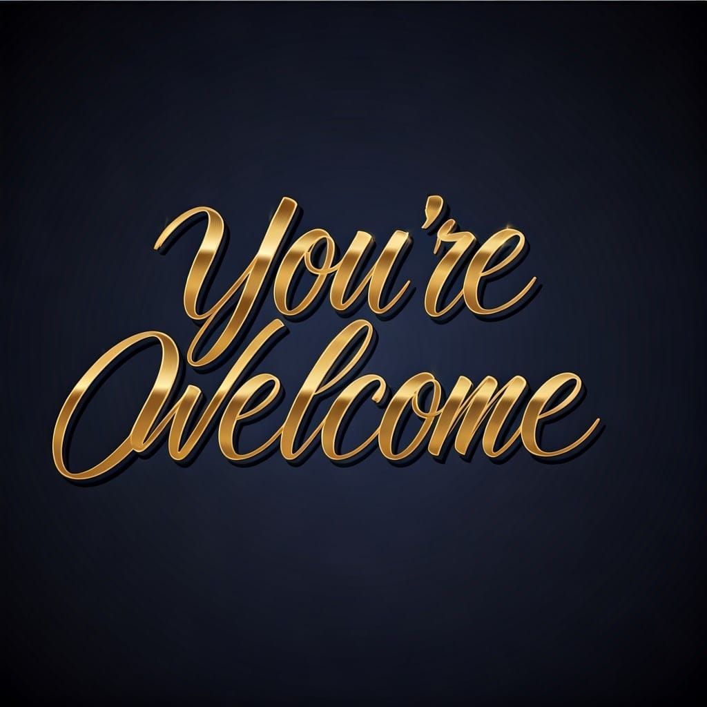 Ornate Gold "You're Welcome" in Art Deco Style