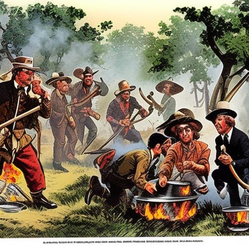 Cannibals Cook Explorer: Mad Magazine Style Illustration