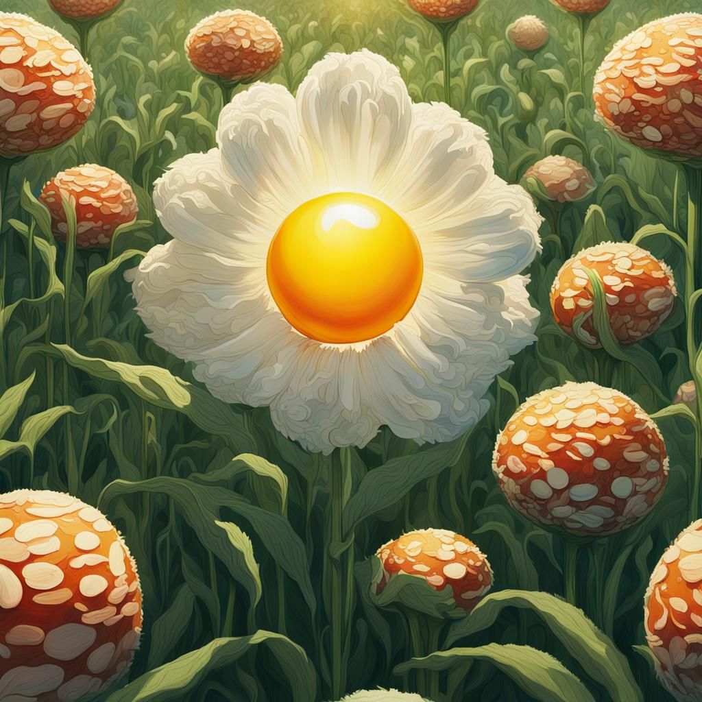 Egg Flower in Miyazaki-Inspired Matte Painting