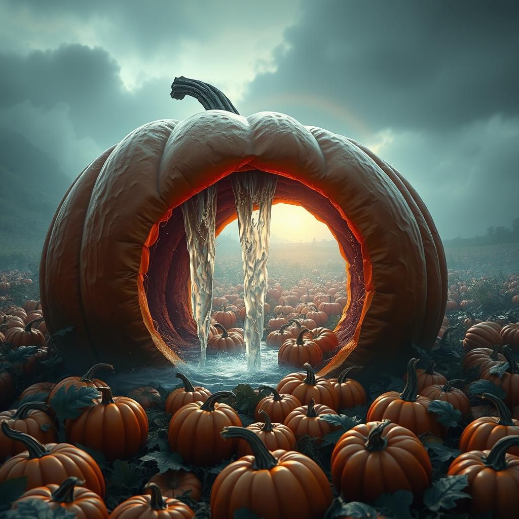 Waterfall of Pumpkins: Fantasy Concept Art
