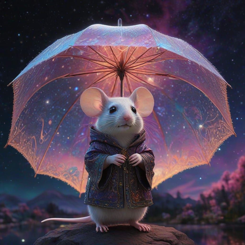 Whimsical Mouse in Cosmic Wonderland