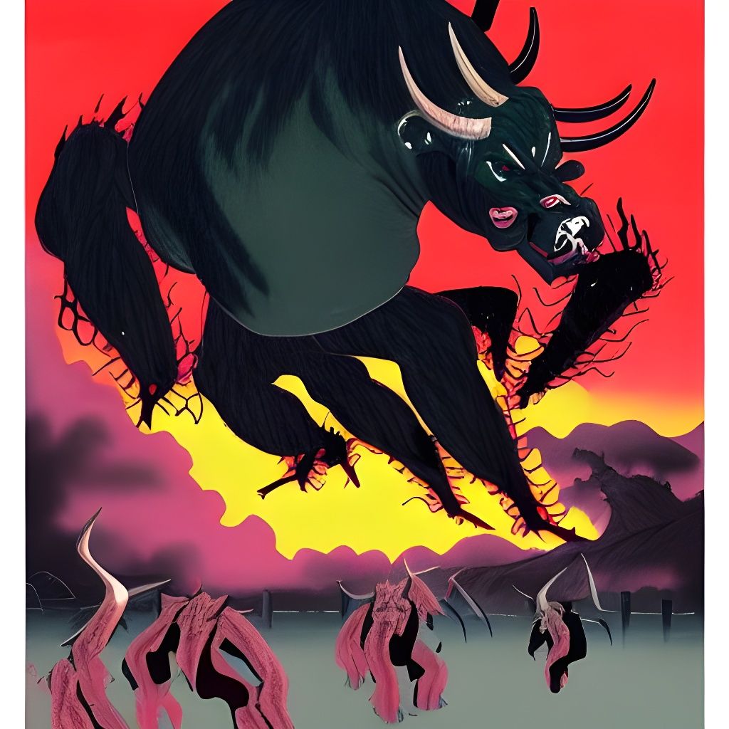Terrifying Ushi-Oni Ox Demon on the Beach