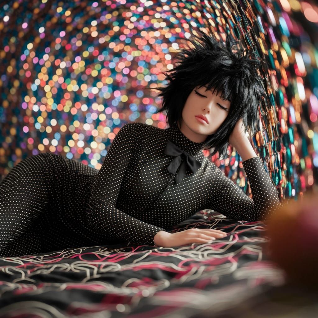 Emo Girl in Polka Dot Room with Bokeh