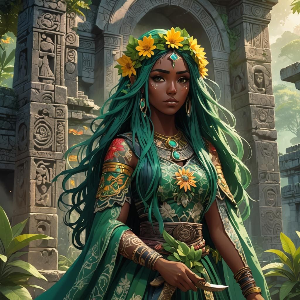 Latina Anime Girl with Obsidian Sword