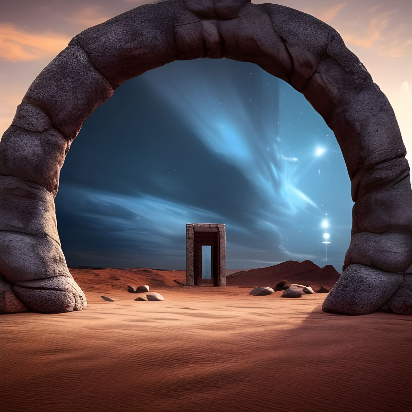 Alien Desert Portal to Starry Sky