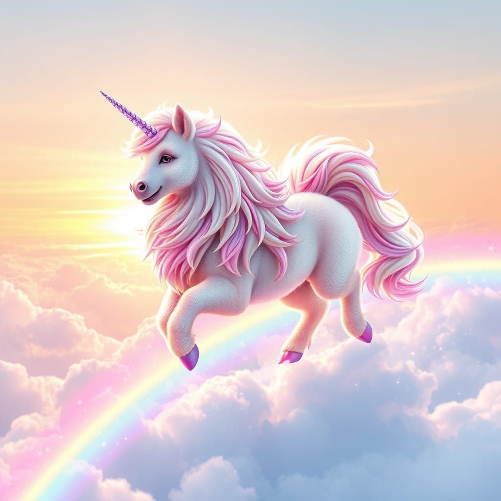 Majestic Chow Chow Unicorn on a Vibrant Rainbow