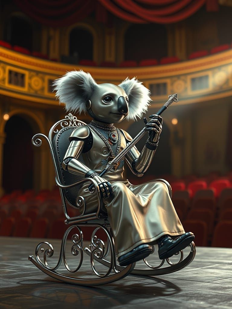 Art Deco Robot Koala Pirate on Stage