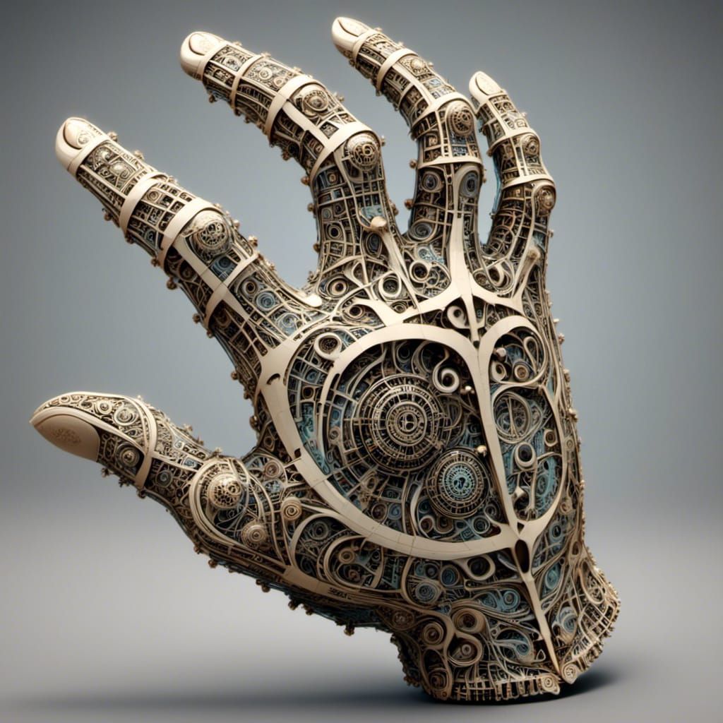 Robotic Fractal Hand 3D Model Product Display