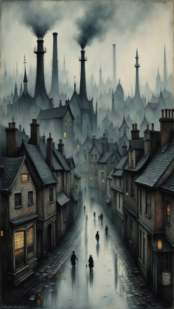 Industrial Townscape in Lowry Style