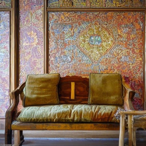 Vibrant Oil Painting of Elegant Furniture in a Warm Room