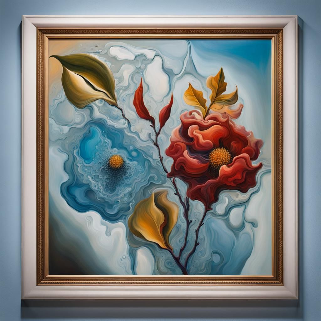 Surreal Frozen Flowers and Leaves in Ice